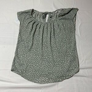 LC Lauren Conrad Green Floural Blouse size M